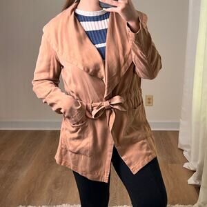 NEW Max Jeans Lightweight Belted Shawl Collar Jacket M Light Almond Tan